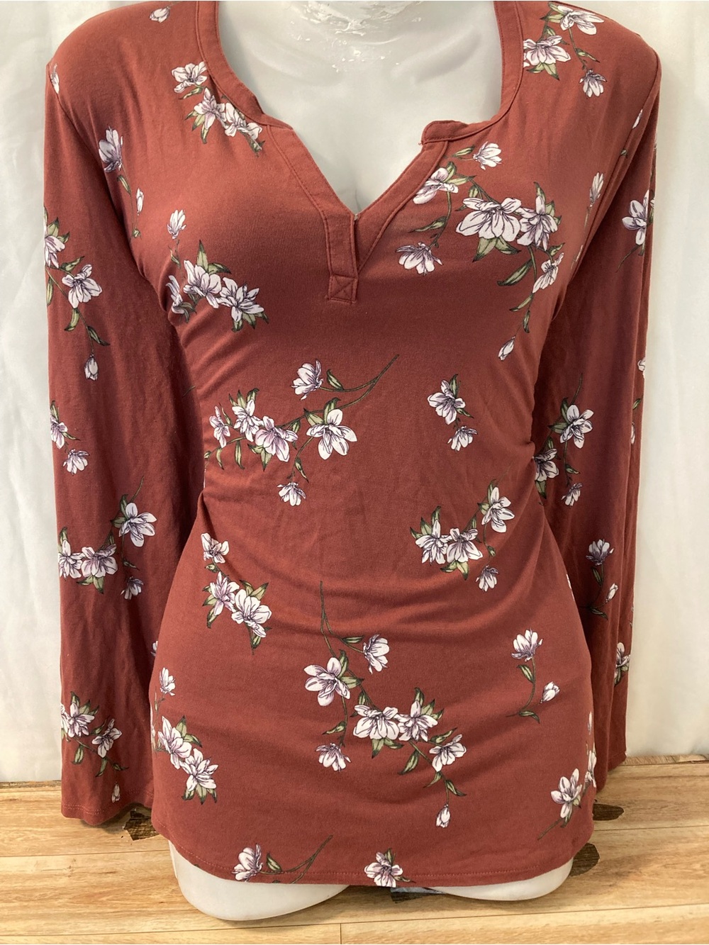 Reitmans Floral Long Sleeve Top Terracotta Pink Women’s Large